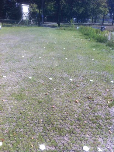 Parkeerterrein met Grasdallen Easygravel® en markeerdoppen